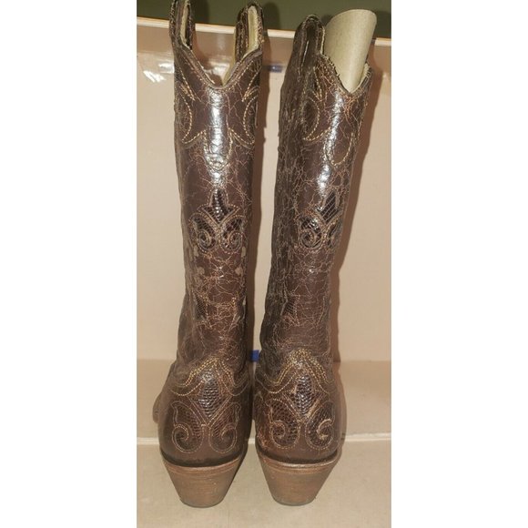 Corral Vintage Leather Inlay Pointed Toe Cowgirl Boots C2109 Size 7.5M in EUC! - Picture 3 of 12